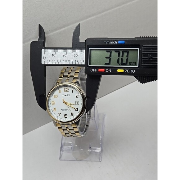 Mens Timex Perpetual Calendar Indiglo Two Tone Dress Quartz Date 50M New Battery - Picture 5 of 12